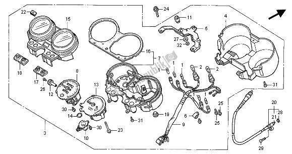 All parts for the Meter (mph) of the Honda CB 750F2 2001