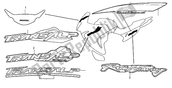 All parts for the Stripe & Mark of the Honda XL 650V Transalp 2002