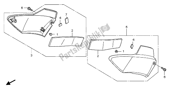 All parts for the Side Cover of the Honda CBF 1000 2007