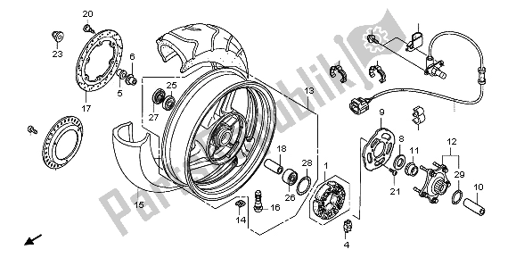 All parts for the Rear Wheel of the Honda NT 700V 2009