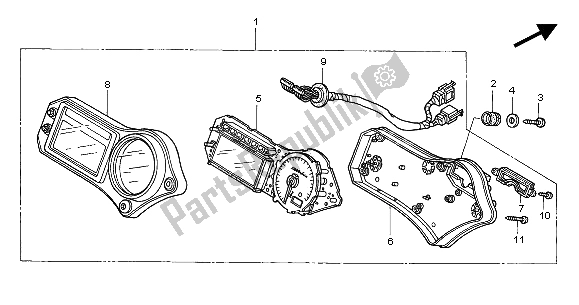 Tutte le parti per il Metro (kmh) del Honda CBR 600F 2004