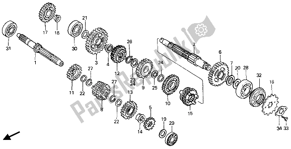 All parts for the Transmission of the Honda XR 250R 1986