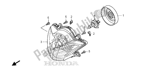 All parts for the Headlight (uk) of the Honda SH 125 AD 2013