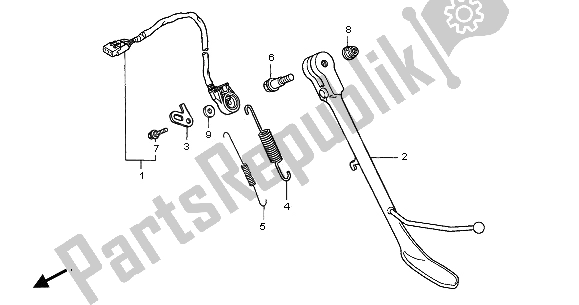 All parts for the Side Stand of the Honda GL 1500C 2001