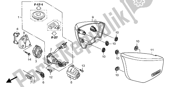 All parts for the Side Cover of the Honda VTX 1800C1 2006