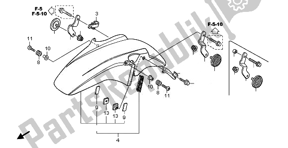 Todas las partes para Guardabarros Delantero de Honda CBF 1000 FA 2010