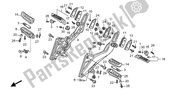 All parts for the Step of the Honda CB 600F Hornet 2007