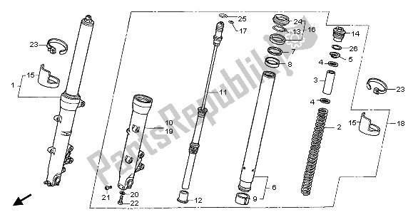 All parts for the Front Fork of the Honda CBR 600 RR 2003