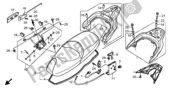 All parts for the Seat & Rear Carrier of the Honda FES 150 2008