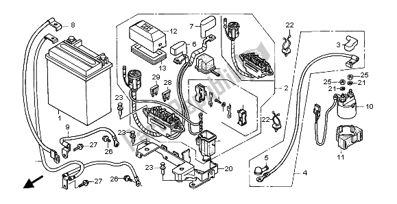 Todas las partes para Batería de Honda TRX 450 ES Foreman 2000