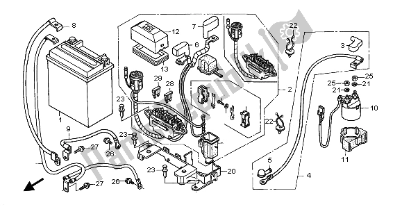 Toutes les pièces pour le Batterie du Honda TRX 450 ES Foreman 2000