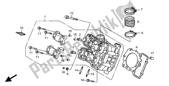 All parts for the Front Cylinder Head of the Honda XL 1000V 2004