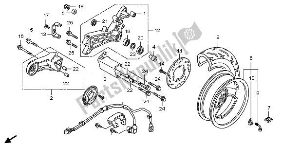 Todas as partes de Roda Traseira do Honda FJS 400D 2010
