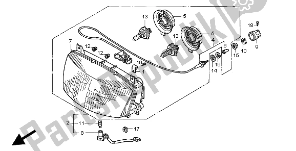 All parts for the Headlight (eu) of the Honda ST 1100A 1997