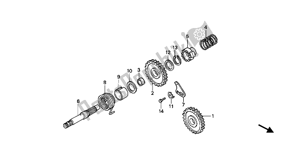 All parts for the Kick Starter Spindle of the Honda CR 80R 1990