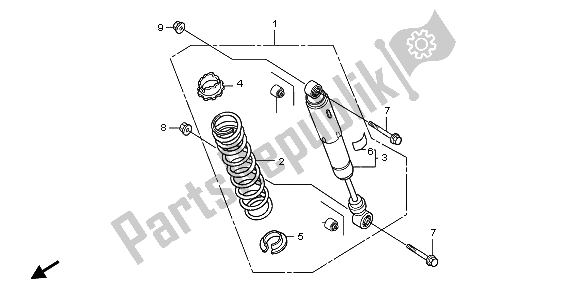 All parts for the Rear Cushion of the Honda TRX 300 EX Sporttrax 2001
