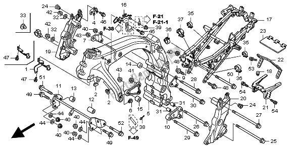 All parts for the Frame Body of the Honda CBF 600 NA 2010