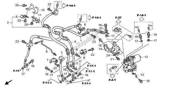 All parts for the Front Brake Hose of the Honda VFR 800A 2009