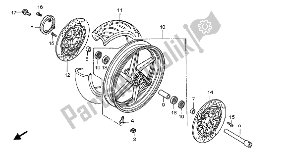 Toutes les pièces pour le Roue Avant du Honda VFR 800 2003