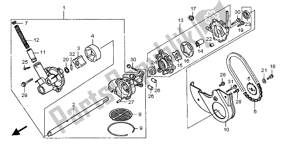 All parts for the Oil Pump of the Honda GL 1500C 1999