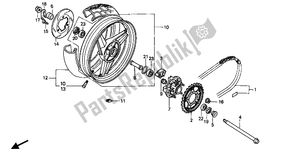 Todas las partes para Rueda Trasera de Honda CBR 600F 1987