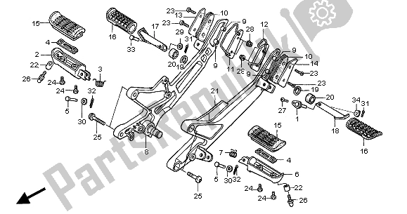Tutte le parti per il Passo del Honda CB 900F Hornet 2005