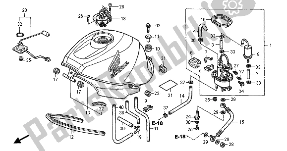 Todas as partes de Tanque De Combustível do Honda CBR 1100 XX 2005