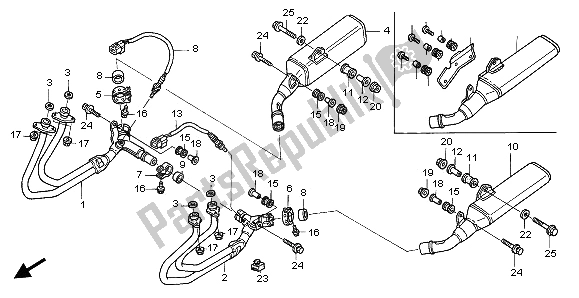 All parts for the Exhaust Muffler of the Honda ST 1300 2002