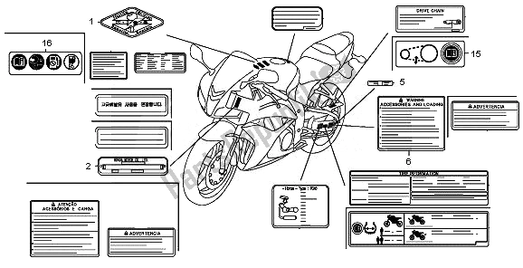 Wszystkie części do Etykieta Ostrzegawcza Honda CBR 600 RR 2010