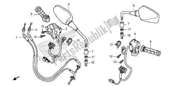 All parts for the Switch & Cable of the Honda NC 700 SD 2013