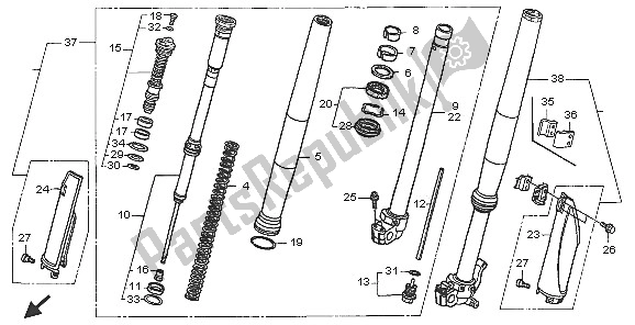 All parts for the Front Fork of the Honda CR 250R 2005