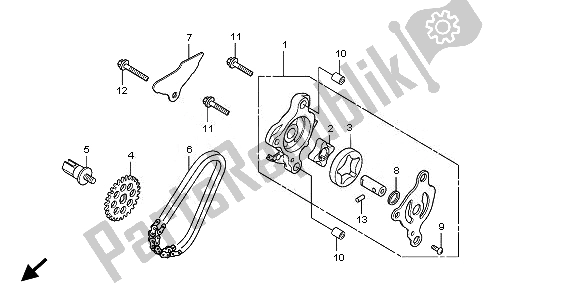 All parts for the Oil Pump of the Honda SH 300A 2010