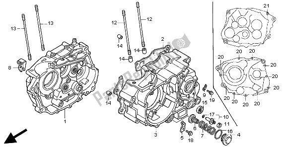 All parts for the Crankcase of the Honda CLR 125 1998