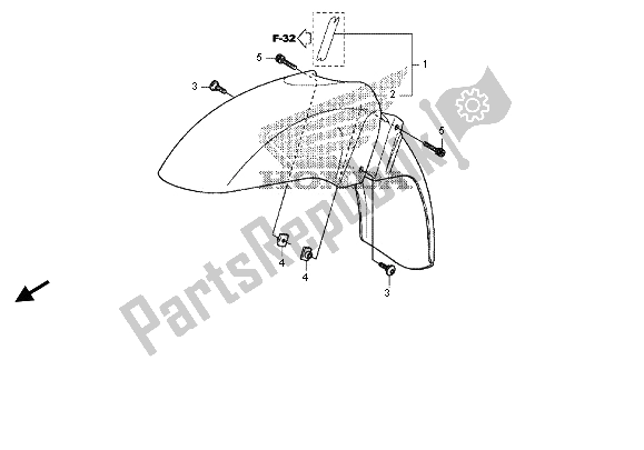 All parts for the Front Fender of the Honda FES 125A 2012