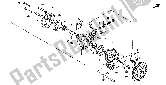 Todas las partes para Bomba De Aceite de Honda XR 600R 1992