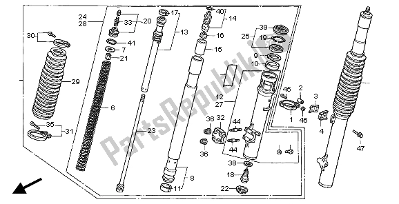 Toutes les pièces pour le Fourche Avant du Honda XR 600R 1997