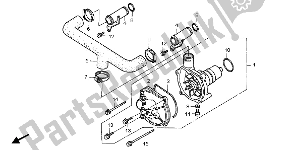 All parts for the Water Pump of the Honda GL 1500A 1995