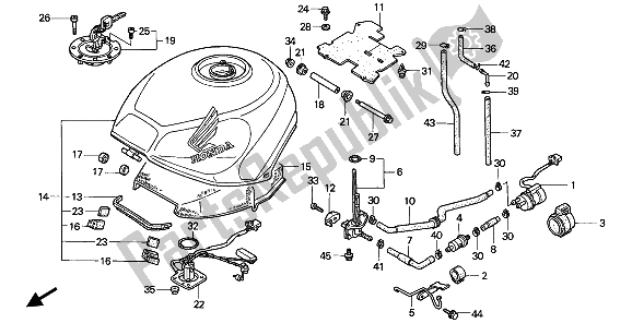 All parts for the Fuel Tank of the Honda VFR 750F 1994