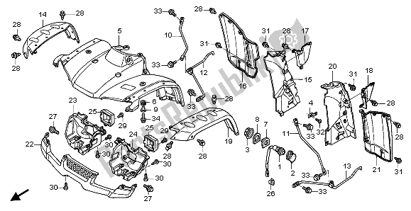 All parts for the Front Fender of the Honda TRX 400 FA Fourtrax Rancher AT 2004