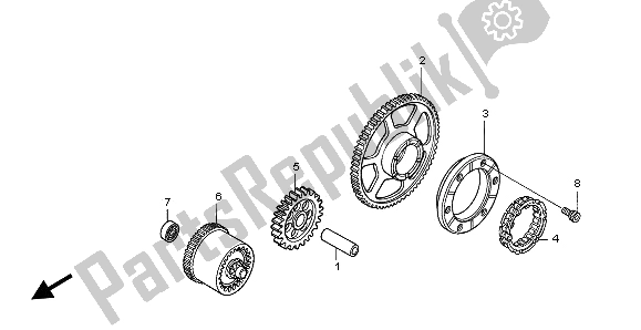 All parts for the Starting Clutch of the Honda VTR 1000 SP 2002