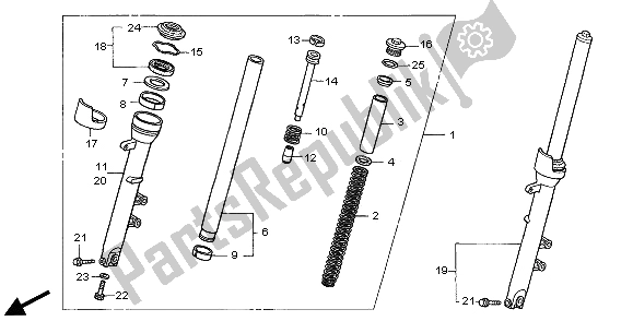 All parts for the Front Fork of the Honda CBF 600 NA 2005