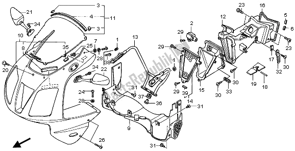 Alle onderdelen voor de Bovenste Kap van de Honda VTR 1000 SP 2006