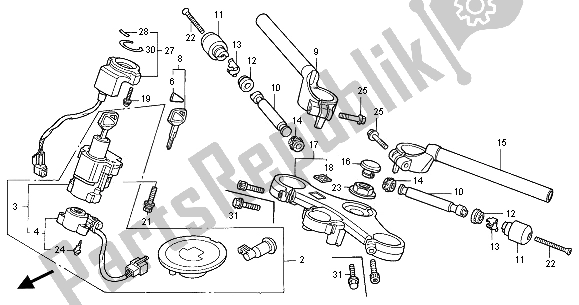 Alle onderdelen voor de Handvatpijp & Hoogste Brug van de Honda CBR 600F 2001