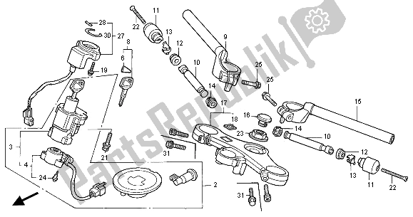 Todas as partes de Lidar Com Tubo E Ponte Superior do Honda CBR 600F 2001