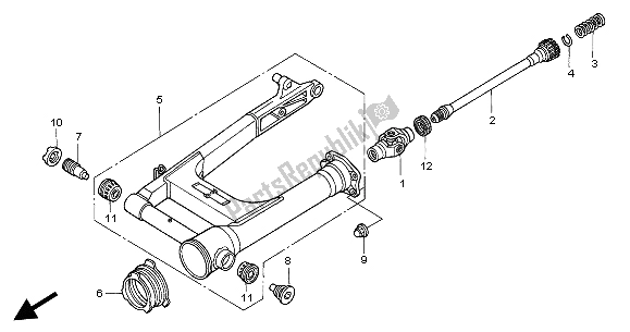 All parts for the Swingarm of the Honda VTX 1800C 2004