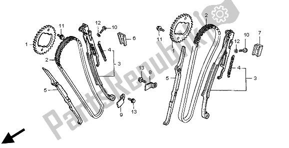 All parts for the Cam Chain & Tensioner of the Honda VT 750C 1997