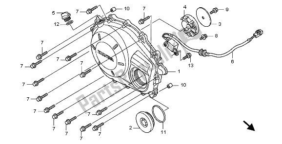 All parts for the Right Crankcase Cover of the Honda CBF 1000A 2009