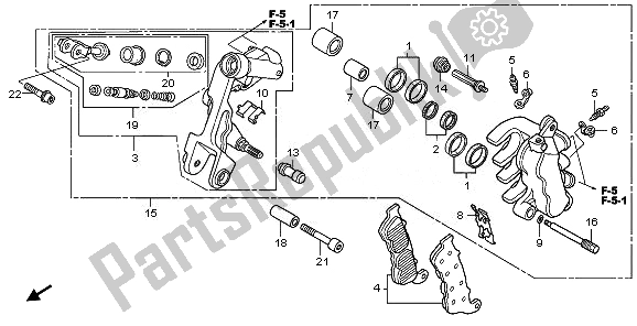 Tutte le parti per il Pinza Freno Anteriore (l.) del Honda XL 1000V 2010