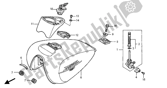 Todas las partes para Depósito De Combustible de Honda VT 125C 2000