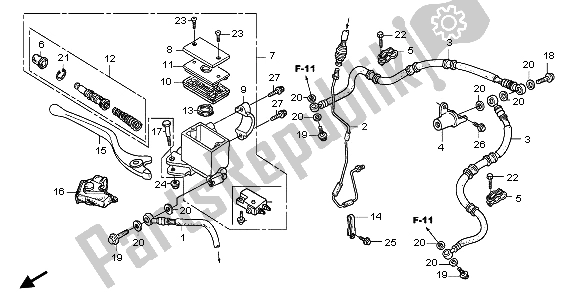 All parts for the Fr. Brake Master Cylinder of the Honda TRX 300 EX Fourtrax 2004